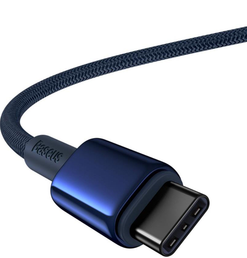 Cable de Datos y Carga USB-C - USB-C Baseus Tungsten Gold, 100W, 1m, Azul Marino P10319800321-03