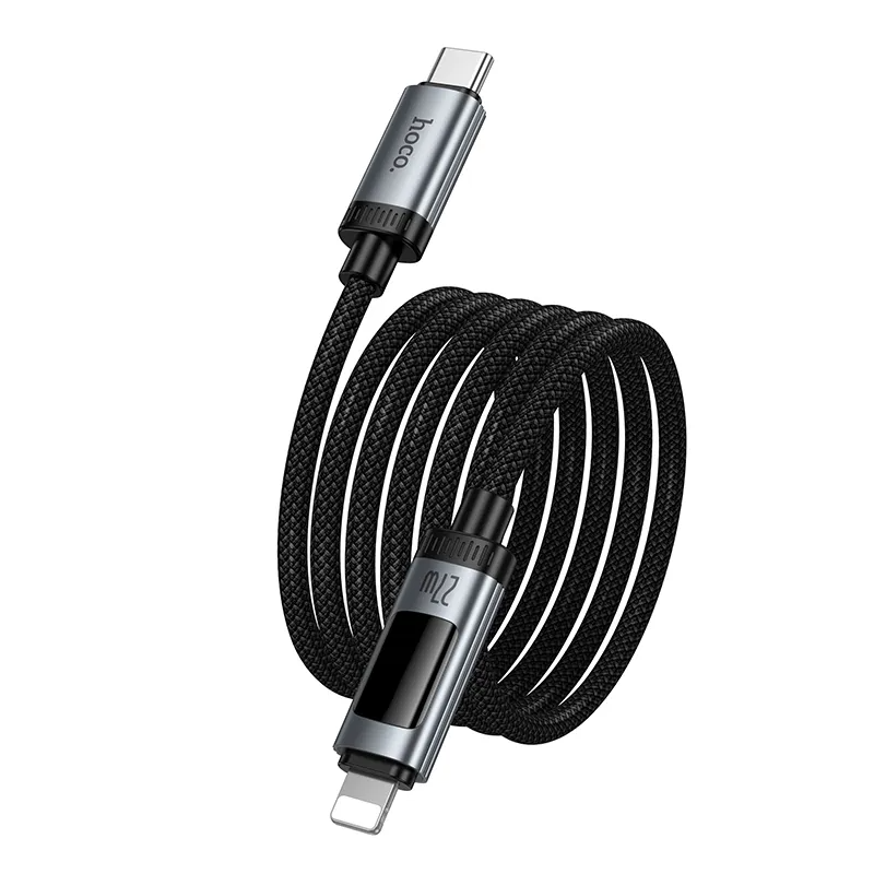Cable de Datos y Carga USB-C - Lightning HOCO Display U148, 27W, 1.2m, Negro