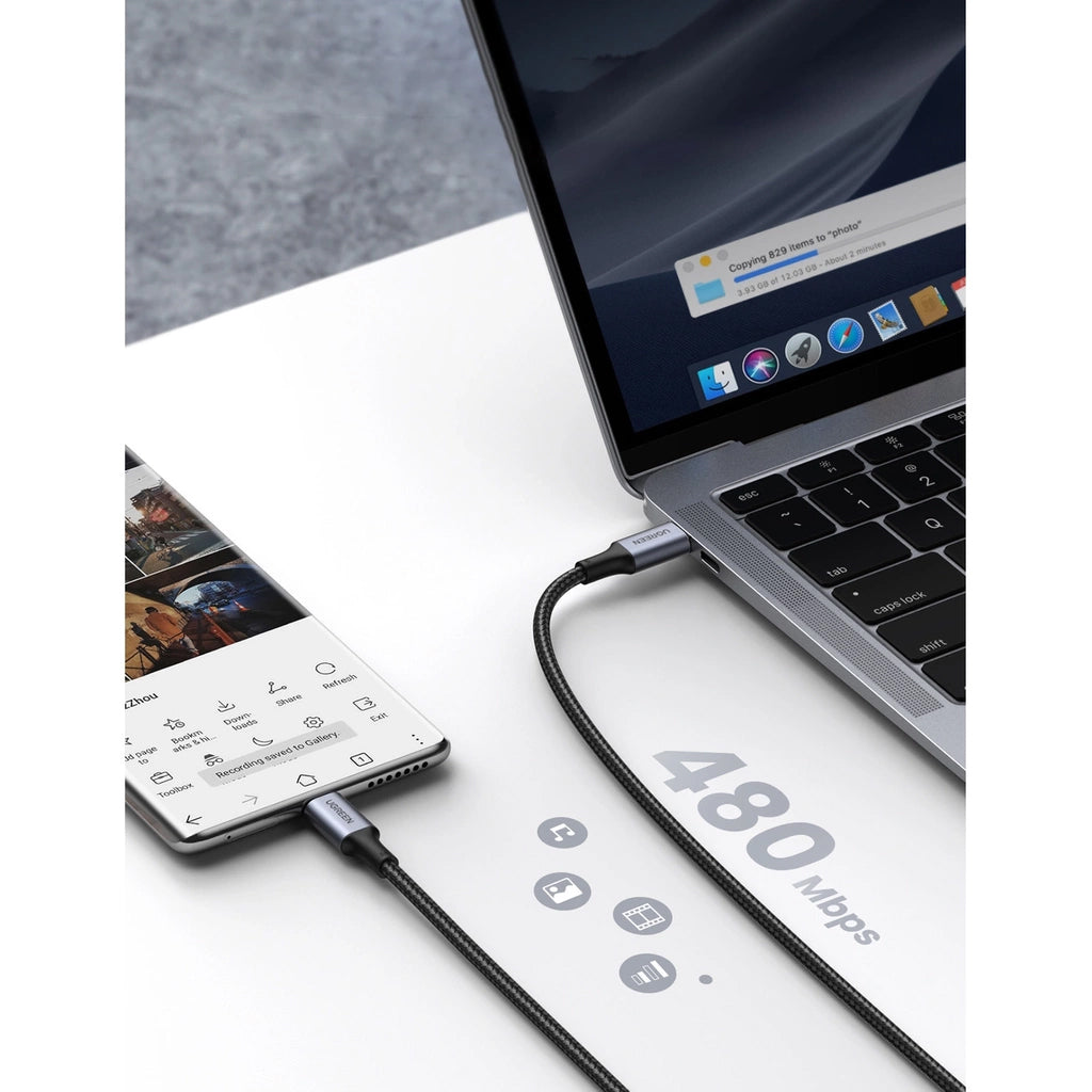 Cable de Datos y Carga USB-C - USB-C UGREEN US316, 100W, 0.5m, Gris