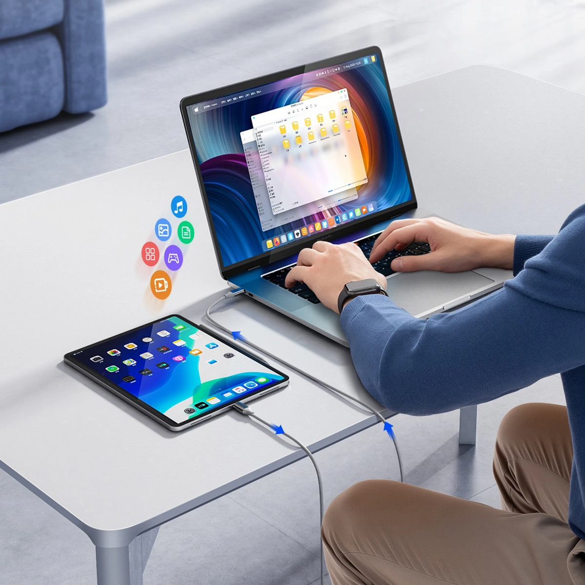 Cable de Datos y Carga USB-C - USB-C Orico CDX, 60W, 1m, Blanco