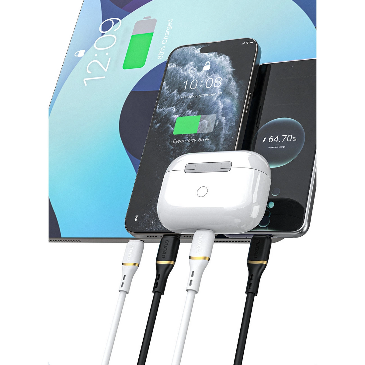 Cable de Datos y Carga USB-C - USB-C Dudao L25C, 30W, 1m, Blanco