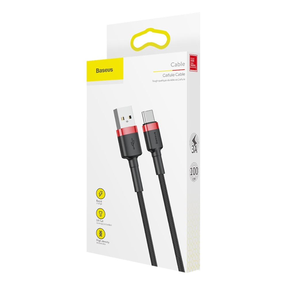 Cable de Datos y Carga USB-A - USB-C Baseus Cafule, 60W, 1m, Rojo CATKLF-B91