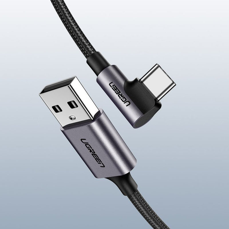 Cable de datos y carga USB-A - USB-C UGREEN US284 Angled, 60W, 3m, Gris