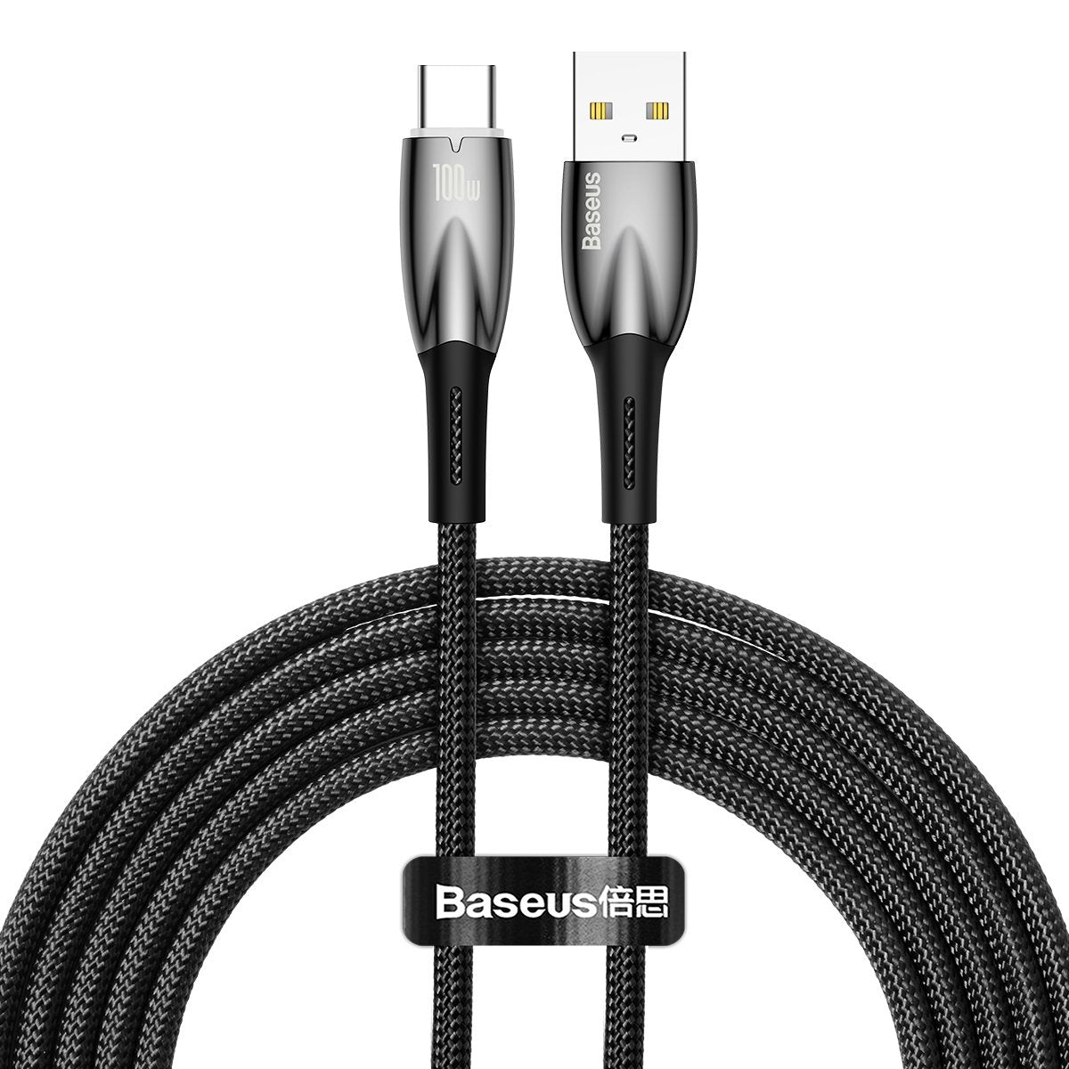 Cable de carga y datos USB-A a USB-C Baseus Glimmer Series, 100 W, 2 m, negro CADH000501 CADH000501