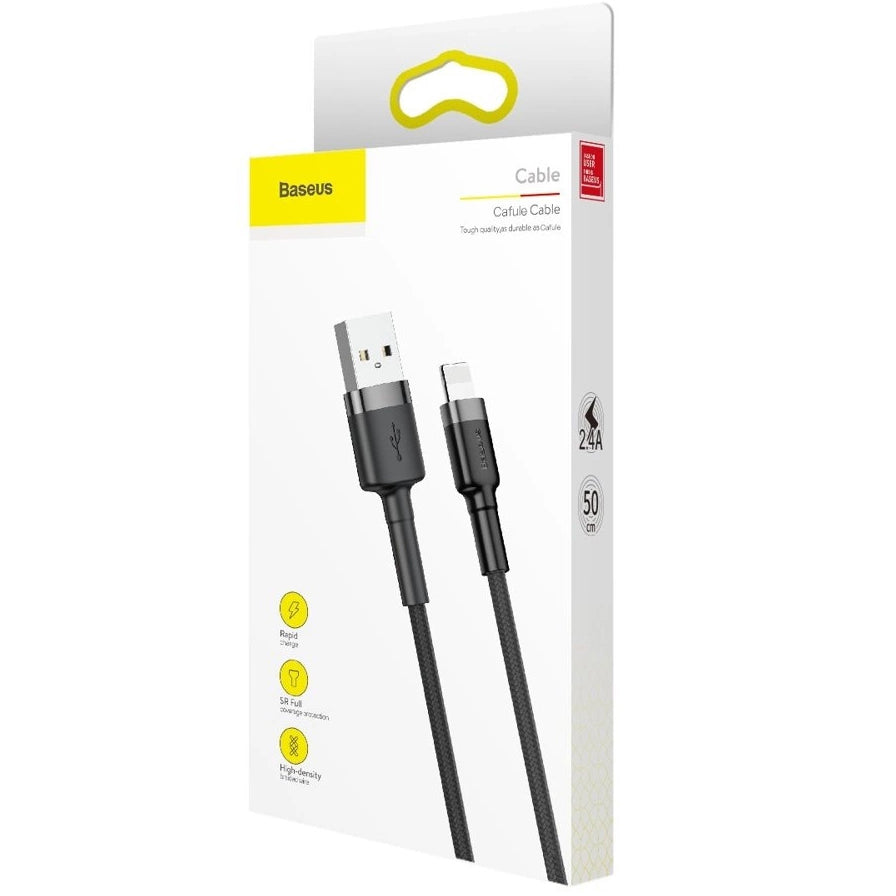 Cable de Datos y Carga USB-A - Lightning Baseus Cafule, 18W, 0.5m, Gris CALKLF-AG1