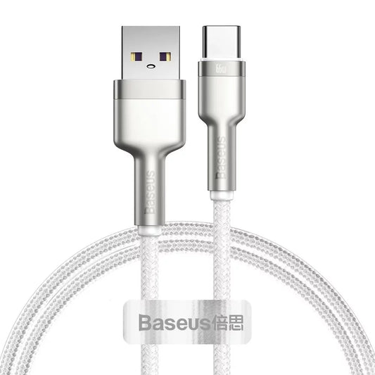 Cable de Datos y Carga USB-A - USB-C Baseus Cafule Metal Series, 66W, 2m, Blanco CAKF000202