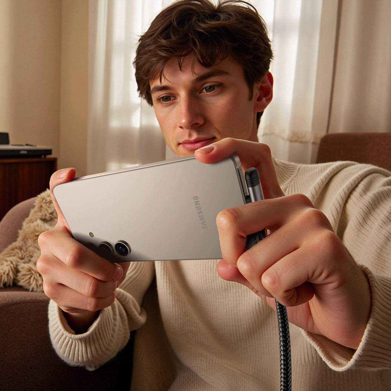 Cable de Datos y Carga USB-A - USB-C Joyroom S-A56 EnjoyX Angled, 20W, 1.2m, Negro