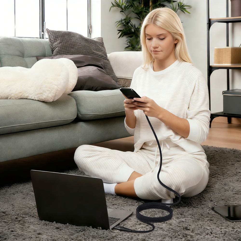 Cable de Datos y Carga USB-C - USB-C Tech-Protect UB11T Ultraboost, 100W, 2m, Negro