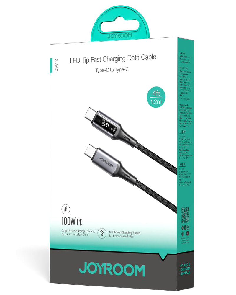 Cable de Datos y Carga USB-C - USB-C Joyroom S-A60 StarTalk, 100W, 1.2m, Negro