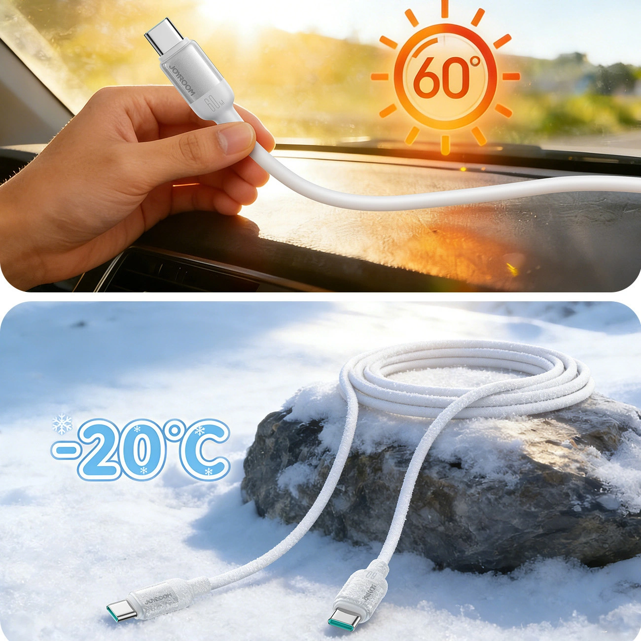 Cable de Datos y Carga USB-C - USB-C Joyroom S-A62 Lively, 60W, 1.2m, Blanco