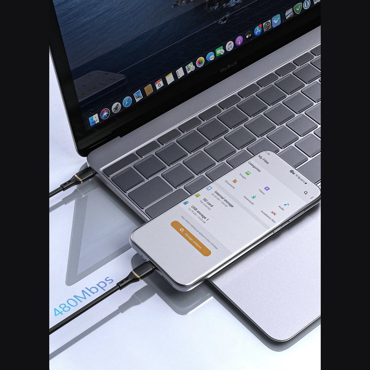 Cable de Datos y Carga USB-C - USB-C Dudao L25C, 30W, 1m, Blanco