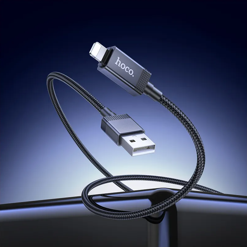 Cable de Datos y Carga USB-A - Lightning HOCO X118 Display, 12W, 1m, Negro