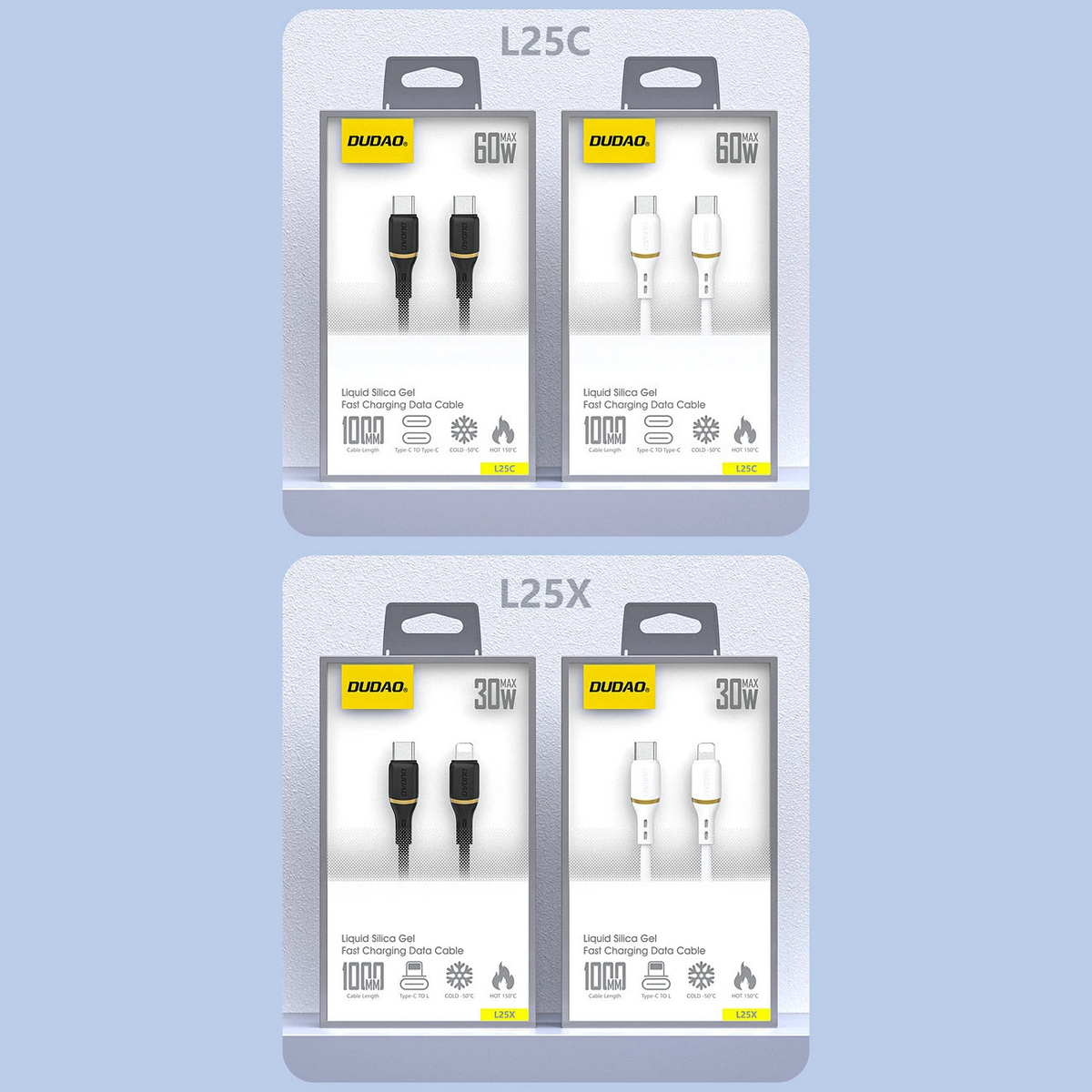 Cable de Datos y Carga USB-C - USB-C Dudao L25C, 30W, 1m, Blanco