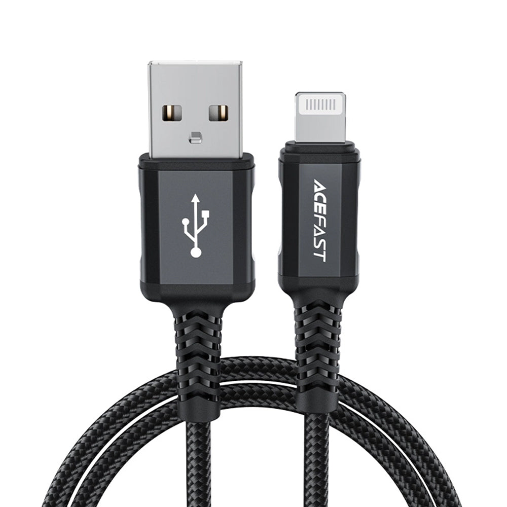 Cable de Datos y Carga USB-A - Lightning Acefast C4-02, 18W, 1.8m, Negro