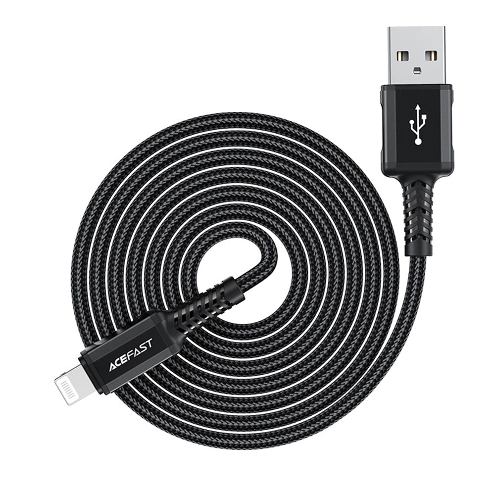 Cable de Datos y Carga USB-A - Lightning Acefast C4-02, 18W, 1.8m, Negro