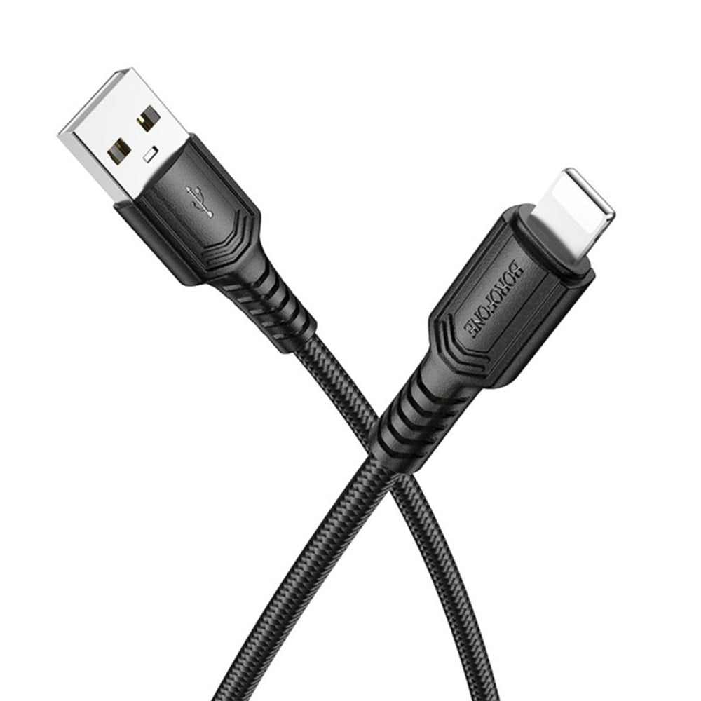 Cable de Datos y Carga USB-A - Lightning Borofone BX116 Certain, 18W, 1m, Negro