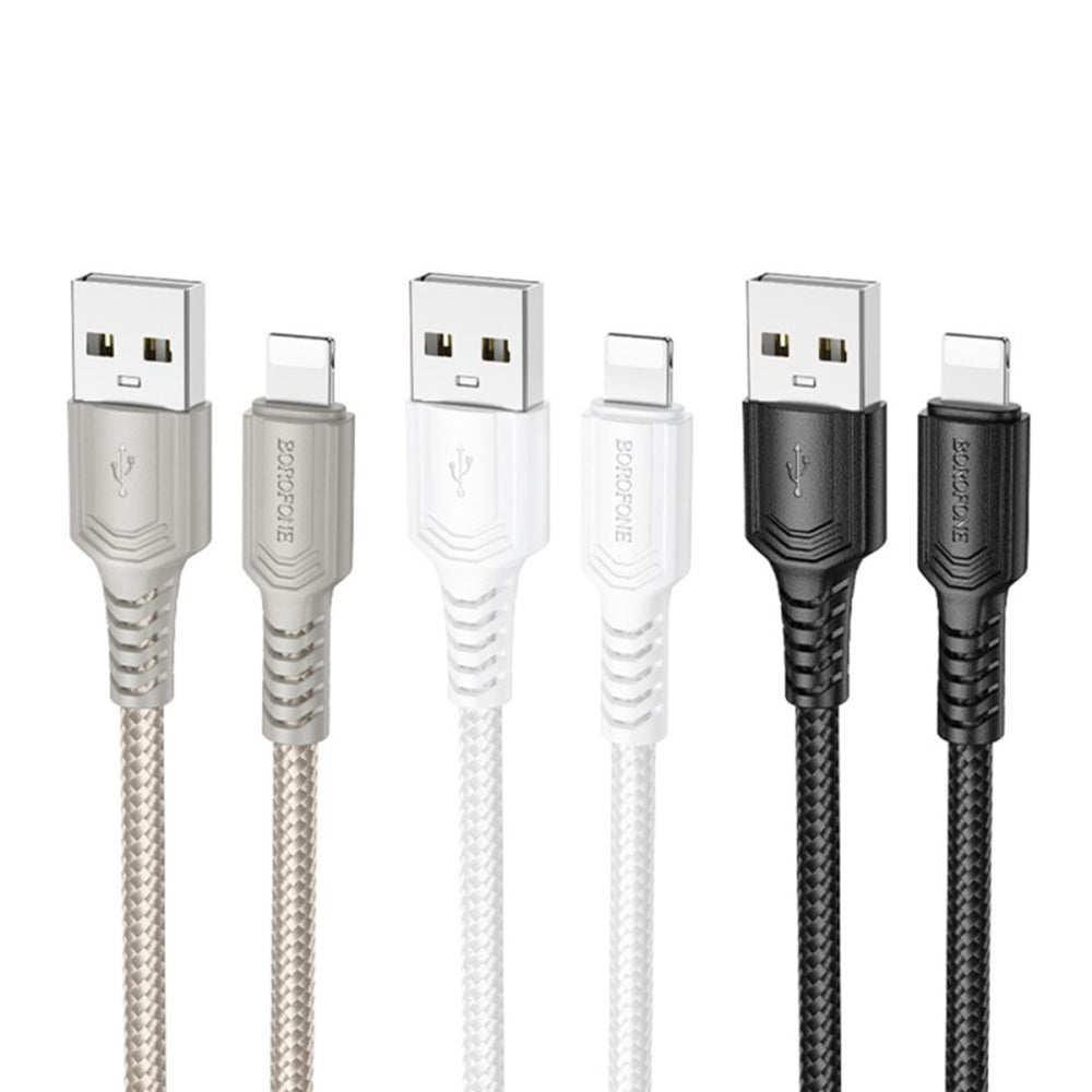 Cable de Datos y Carga USB-A - Lightning Borofone BX116 Certain, 18W, 1m, Negro