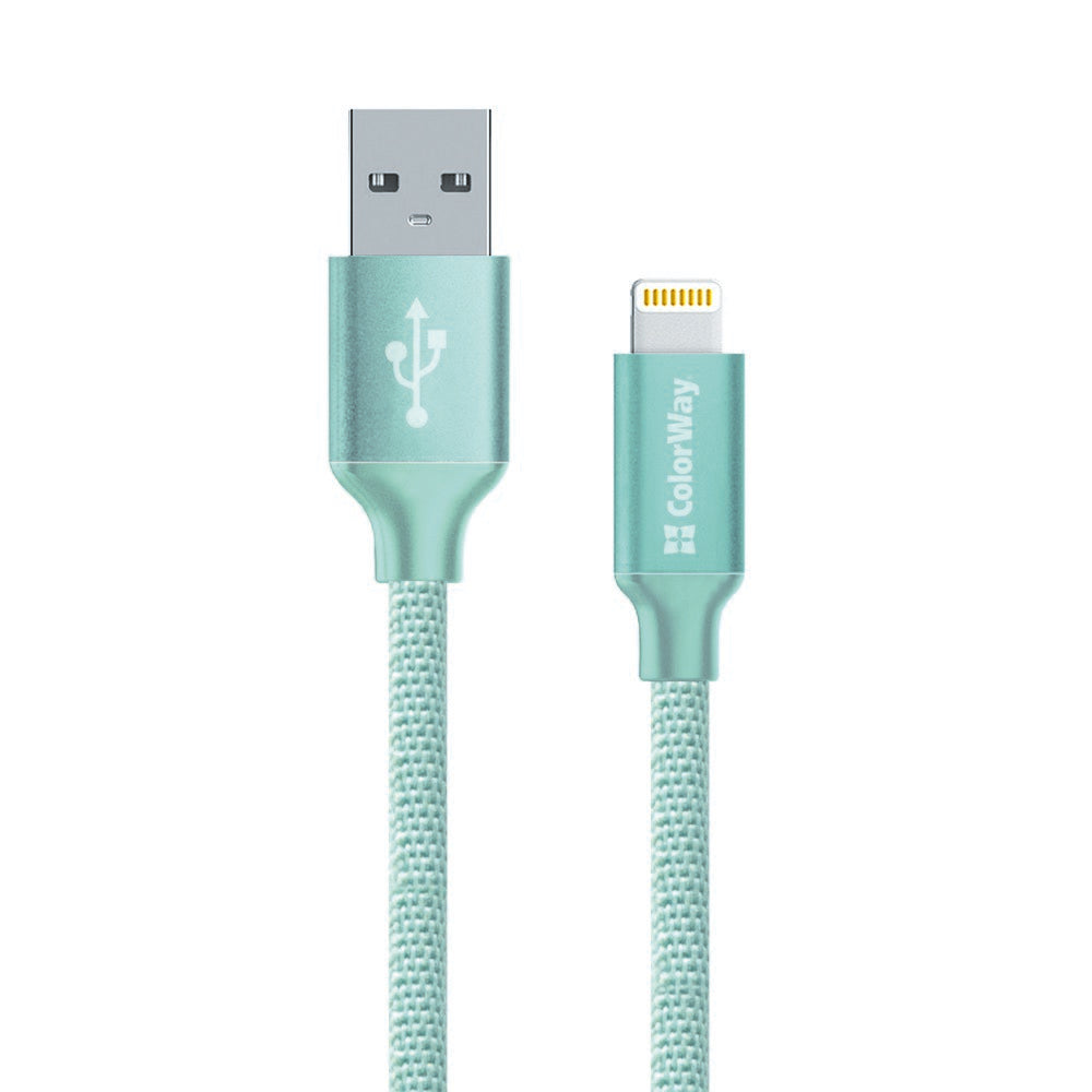 Cable de Datos y Carga USB-A - Lightning ColorWay CW-CBUL004, 18W, 1m, Verde