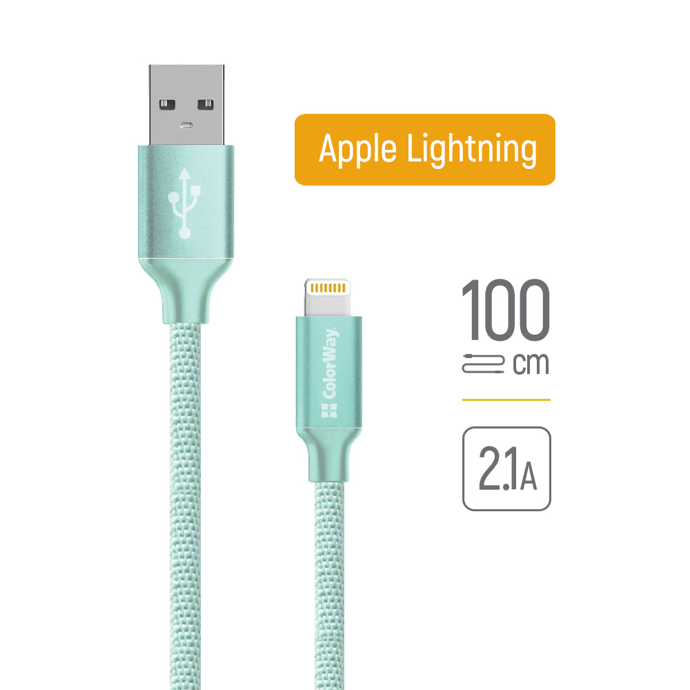 Cable de Datos y Carga USB-A - Lightning ColorWay CW-CBUL004, 18W, 1m, Verde