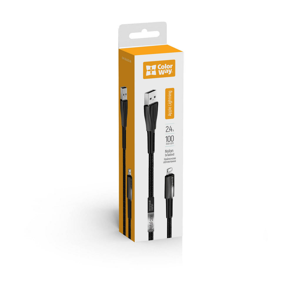 Cable de Datos y Carga USB-A - Lightning ColorWay CW-CBUL035, 18W, 1m, Negro
