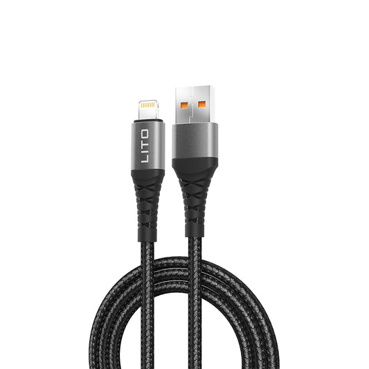 Cable de Datos y Carga USB-A - Lightning Lito LD22L, 18W, 2m, Negro