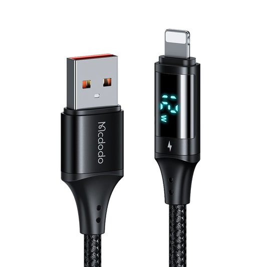 Cable de Datos y Carga USB-A - Lightning McDodo CA-1060 Display, 12W, 1.2m, Negro
