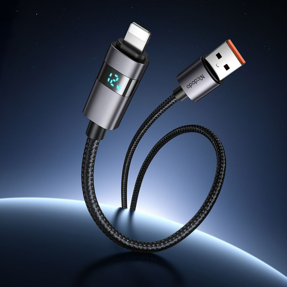 Cable de Datos y Carga USB-A - Lightning McDodo CA-6490 Display, 18W, 1.2m, Negro