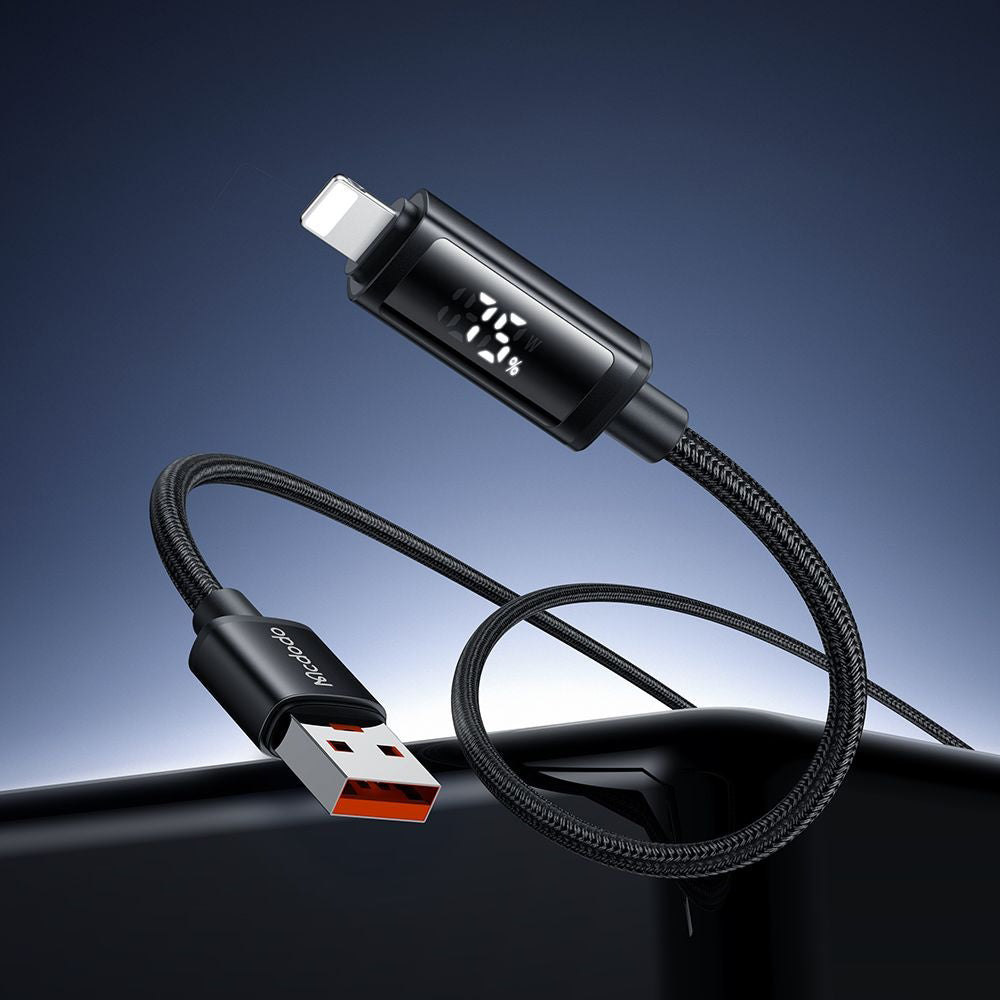 Cable de Datos y Carga USB-A - Lightning McDodo CA-7970 Display, 18W, 1.2m, Negro