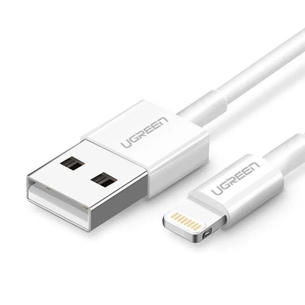 Cable de Datos y Carga USB-A - Lightning UGREEN US155 (20730), 18W, 2m, Blanco