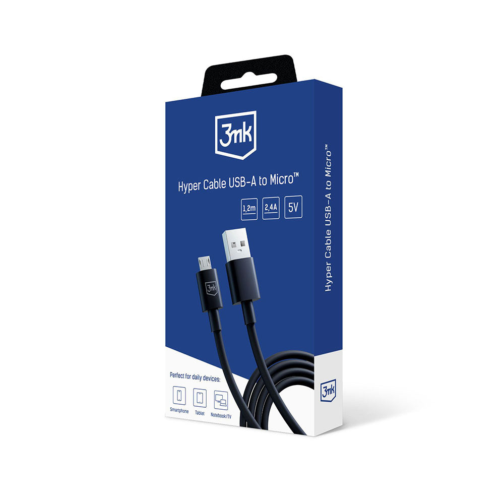Cable de Datos y Carga USB-A - microUSB 3MK Hyper, 18W, 1.2m, Negro