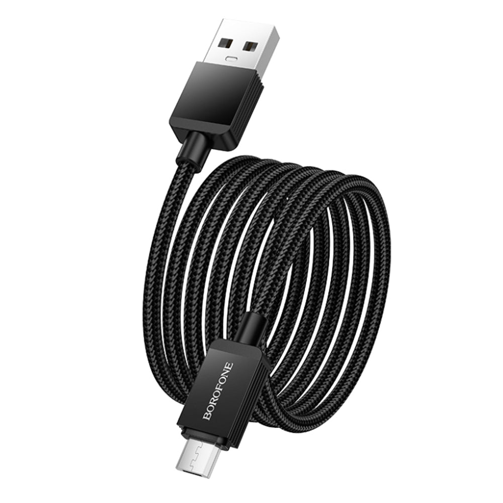 Cable de Datos y Carga USB-A - microUSB Borofone BX120 Placer, 18W, 1m, Negro