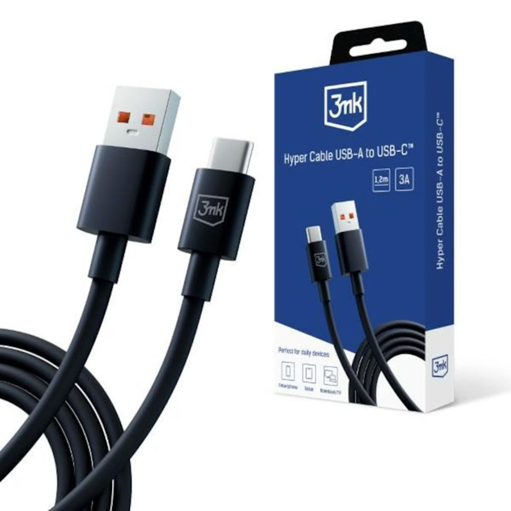 Cable de Datos y Carga USB-A - USB-C 3MK Hyper, 18W, 1.2m, Negro