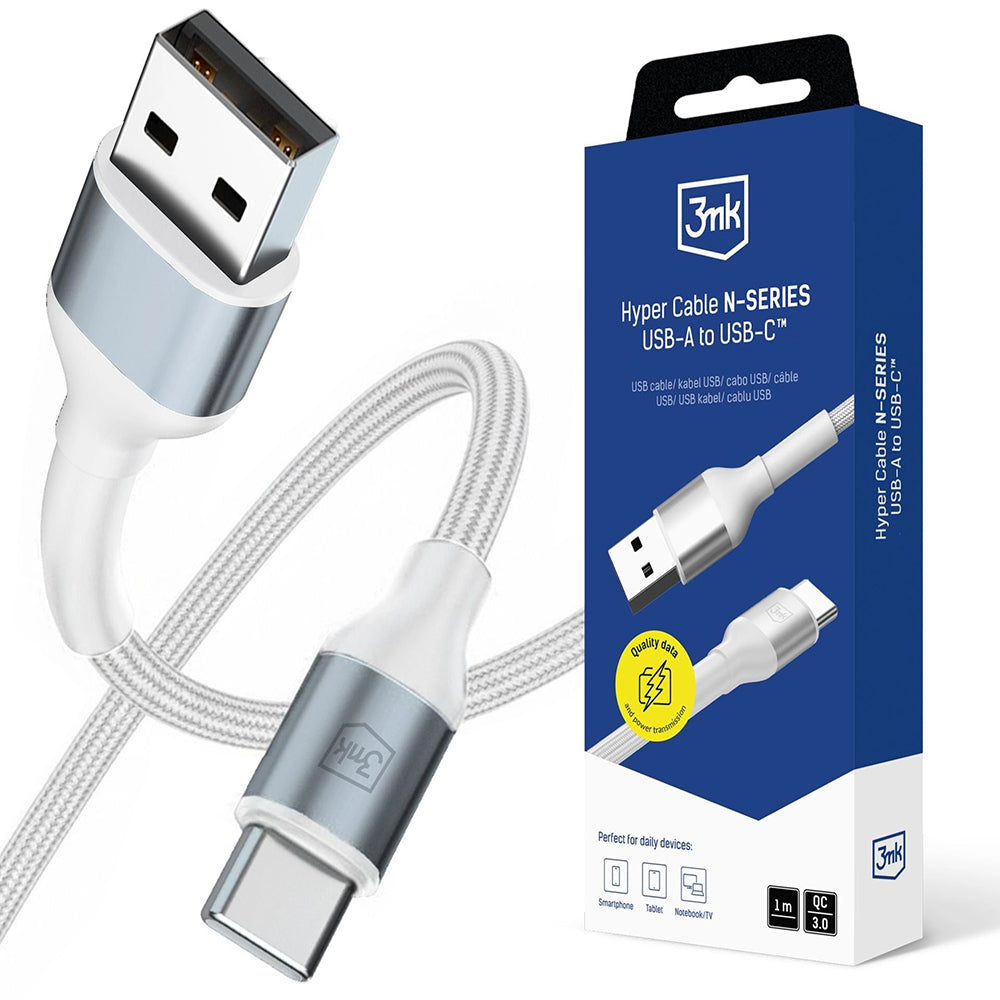 Cable de Datos y Carga USB-A - USB-C 3MK Hyper N, 18W, 1m, Blanco