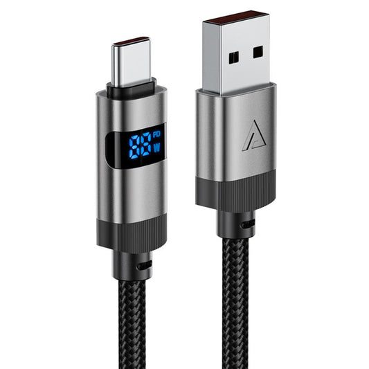 Cable de Datos y Carga USB-A - USB-C Acefast C15-04 Display, 66W, 1.2m, Negro