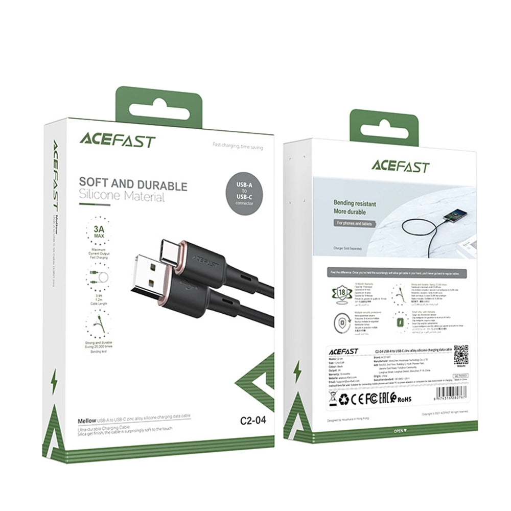 Cable de Datos y Carga USB-A - USB-C Acefast C2-04, 18W, 1.2m, Negro