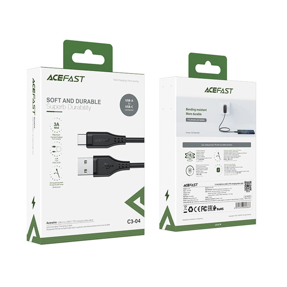 Cable de Datos y Carga USB-A - USB-C Acefast C3-03, 60W, 1.2m, Negro