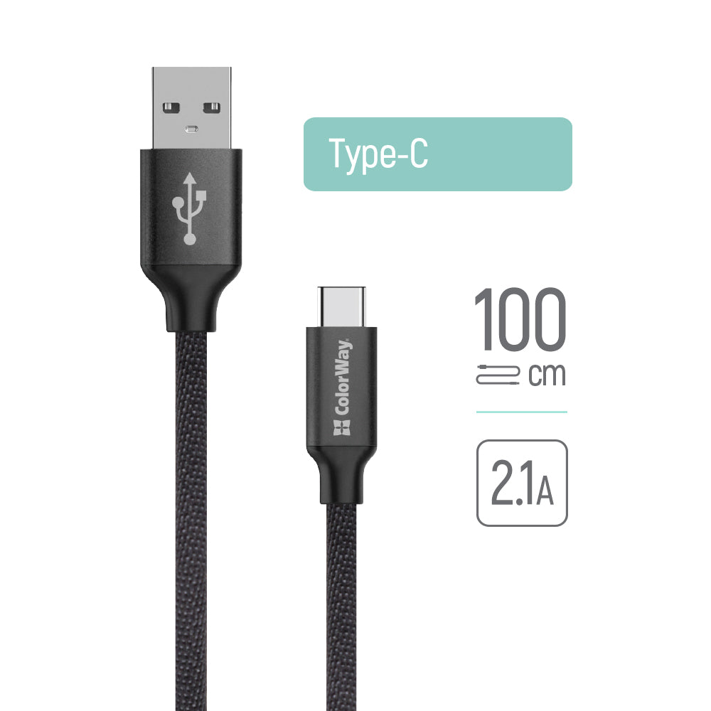 Cable de Datos y Carga USB-A - USB-C ColorWay CW-CBUC003, 18W, 1m, Negro