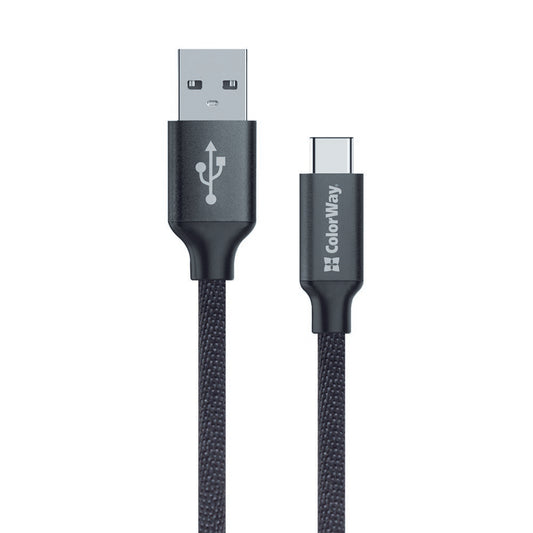 USB-A to USB-C Data and Charging Cable ColorWay CW-CBUC003, 18W, 1m, Black