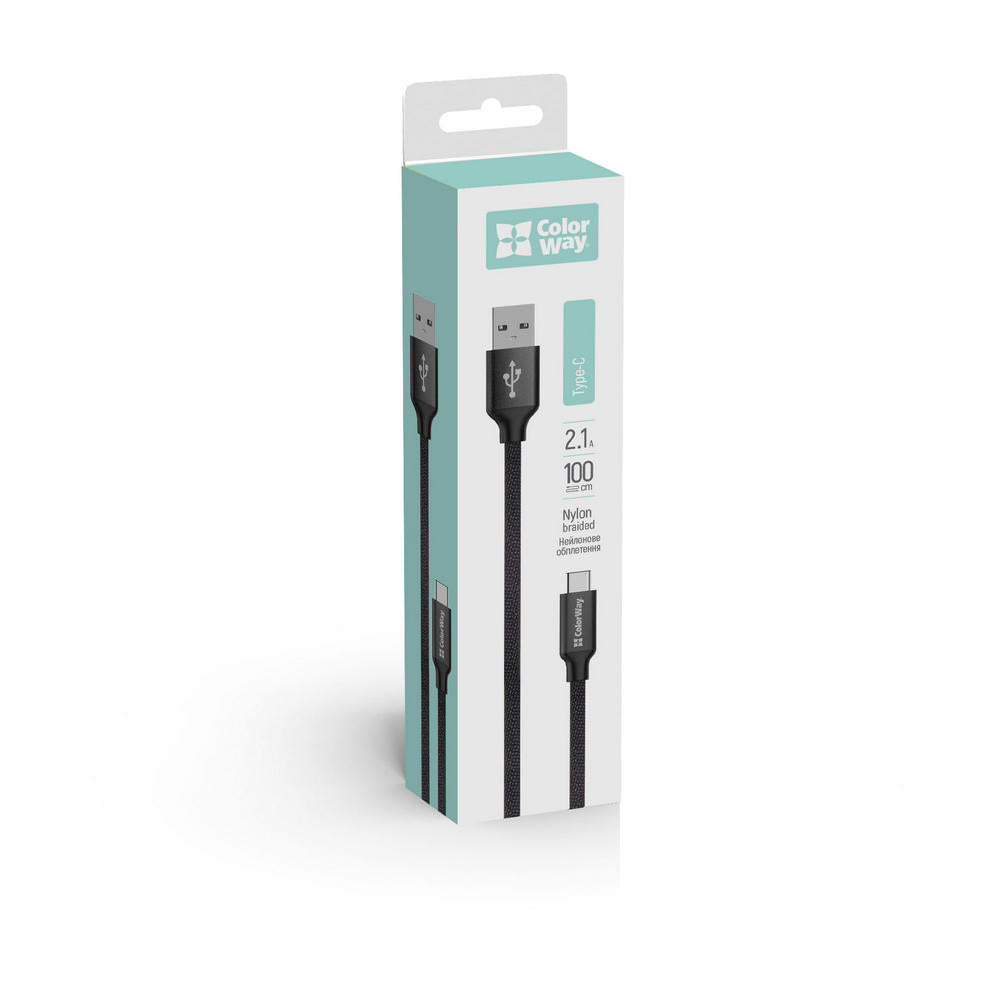 Cable de Datos y Carga USB-A - USB-C ColorWay CW-CBUC003, 18W, 1m, Negro