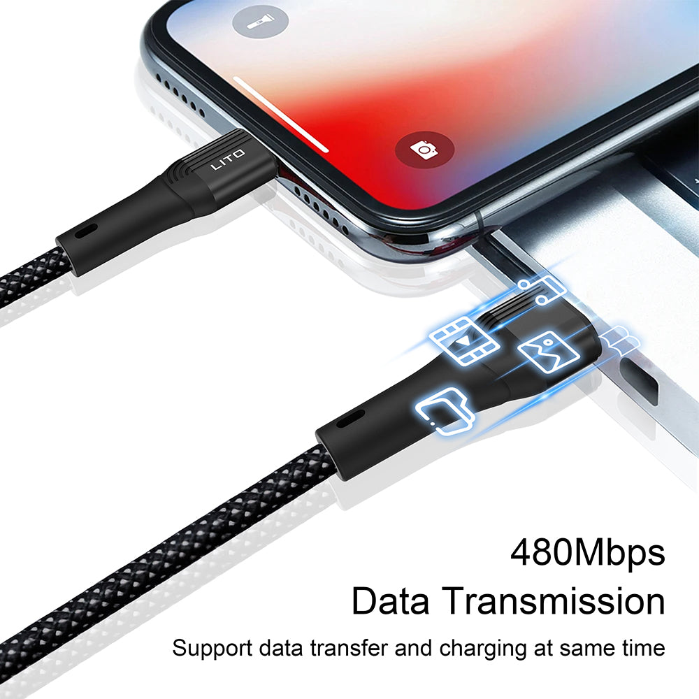 USB-A to USB-C Data and Charging Cable Lito LD14, 60W, 1m, Black