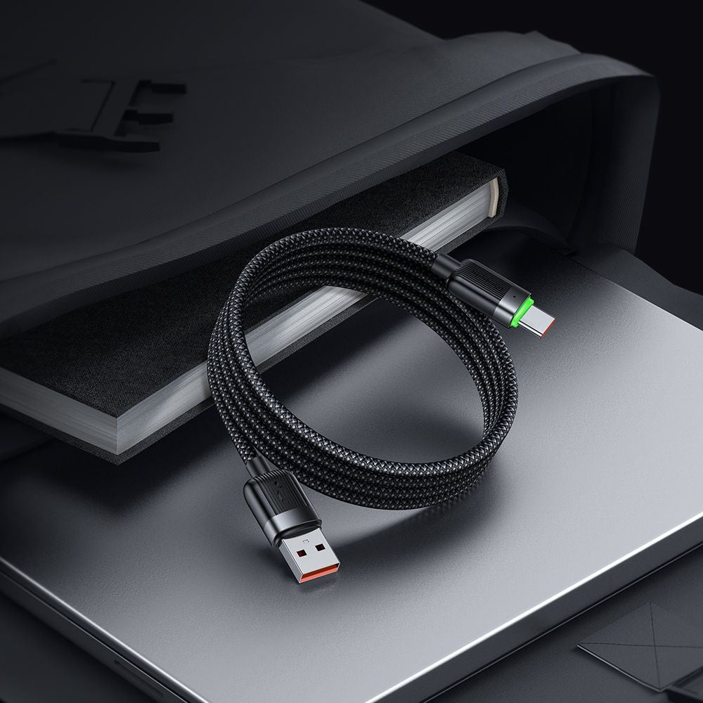 McDodo CA-5650 Self Winding USB-A to USB-C Data and Charging Cable, 66W, 1.2m, Black