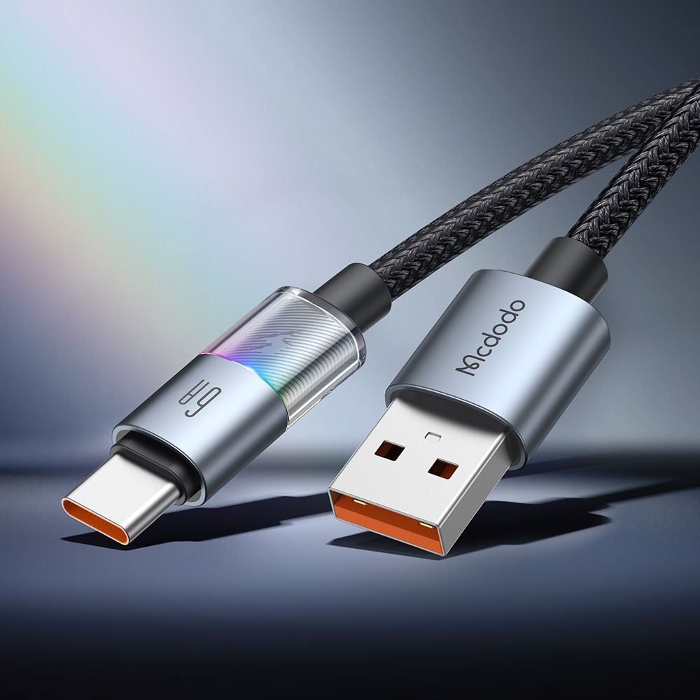 Cable de Datos y Carga USB-A - USB-C McDodo CA-8180 Colorful, 66W, 1.2m, Negro