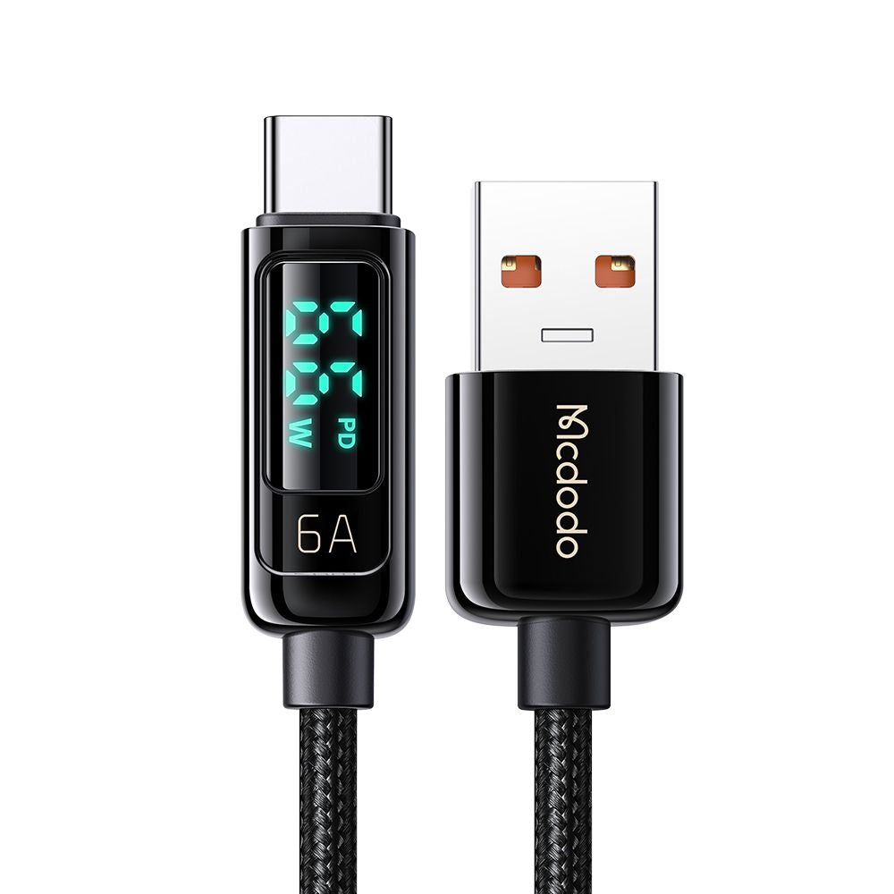 Cable de Datos y Carga USB-A - USB-C McDodo CA-8690 Display, 66W, 1.2m, Negro