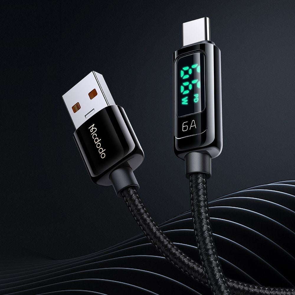 Cable de Datos y Carga USB-A - USB-C McDodo CA-8690 Display, 66W, 1.2m, Negro