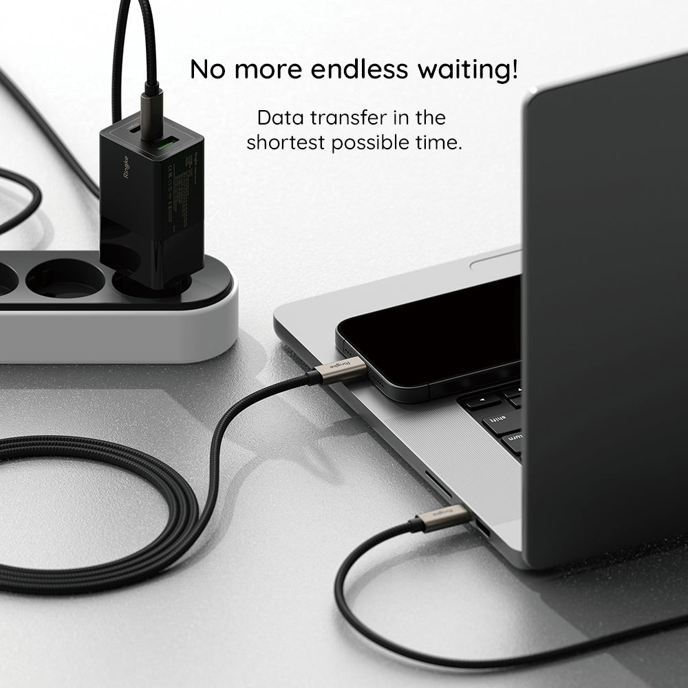 Cable de Datos y Carga USB-A - USB-C Ringke, 60W, 2m, Negro