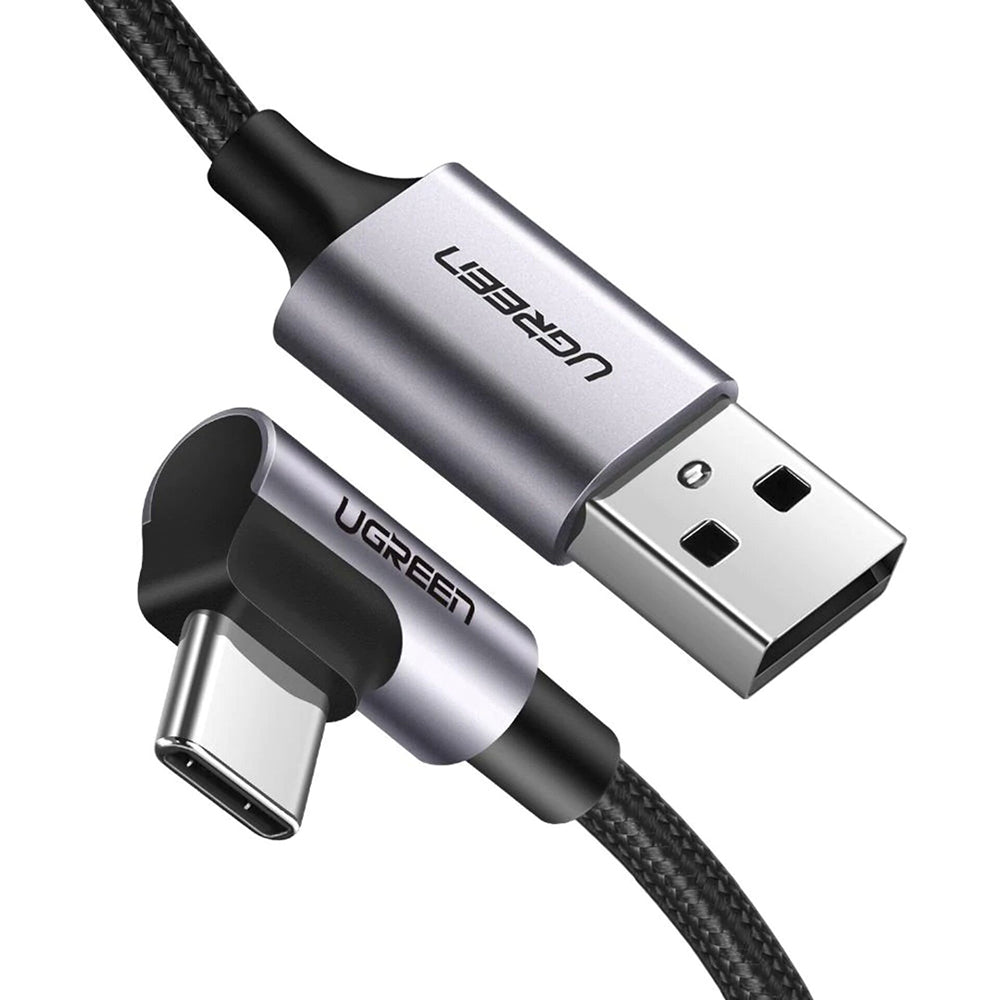 Cable de Datos y Carga USB-A - USB-C UGREEN US284 Angled, 18W, 0.5m, Gris