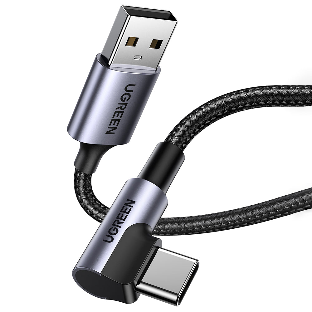 Cable de Datos y Carga USB-A - USB-C UGREEN US284 Angled, 18W, 0.5m, Gris