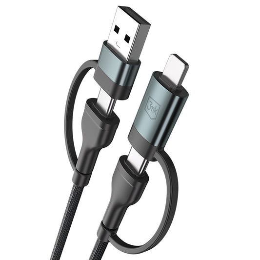 Cable de Datos y Carga USB-A / USB-C - USB-C / Lightning 3MK Hyper N, 60W, 1.2m, Negro