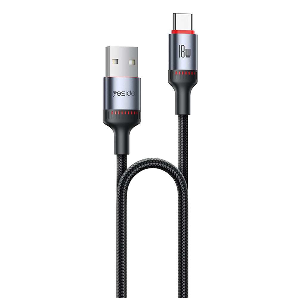Cable de Datos y Carga USB-A - USB-C Yesido CA129C, 18W, 1.2m, Negro