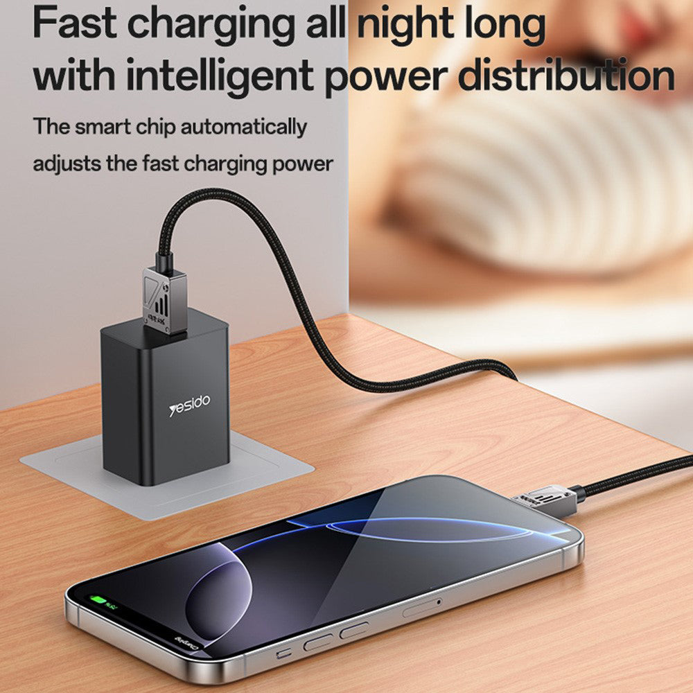 Cable de Datos y Carga USB-A - USB-C Yesido CA135C, 18W, 1.2m, Negro